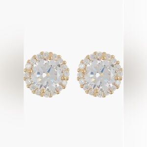 Adornia 14K yellow gold plated swarovski crystal halo stud earrings